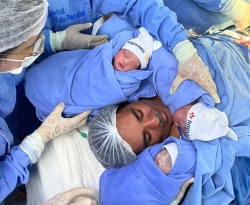 Nascimento de trigêmeos de gestação natural chama atenção em Hospital de João Pessoa