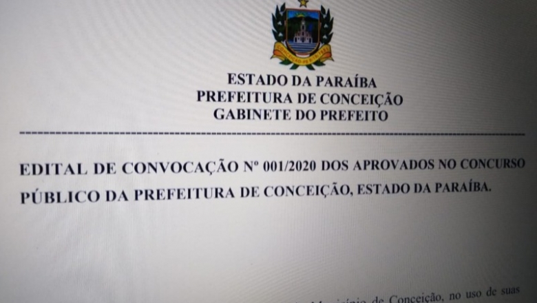 Prefeitura de Conceição realiza quarta convocação de aprovados no concurso público