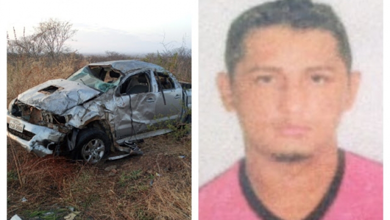 Caminhonete capota e mata cajazeirense de 32 anos em São João do Rio do Peixe