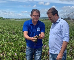 Com AESA, prefeito de São José de Piranhas visita ribeirinhos e pescadores e tenta resolver 'praga verde'