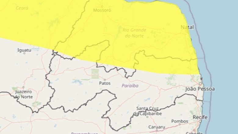 Inmet emite alerta de chuvas para 58 cidades da Paraíba; o aviso vale até 10h desta segunda-feira (3)