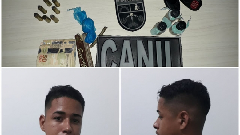 PM prende jovem com drogas e armas na Praça dos Blocos em Cajazeiras