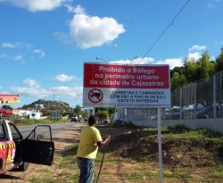 SCTrans instala sinalização proibindo tráfego de veículos de carga no perímetro urbano de Cajazeiras